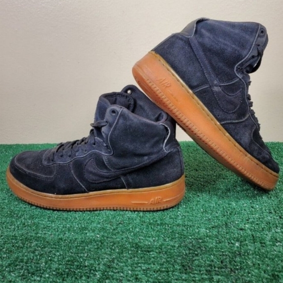 Nike Air Force 1 07 LV8 Suede Men's Black High Tops Gum Sole - Picture 10 of 11